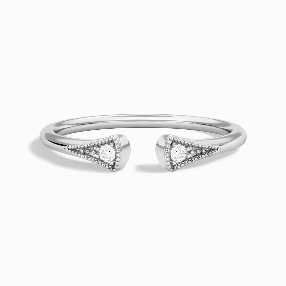 Hudson Milgrain Diamond Open Ring in 18K White Gold