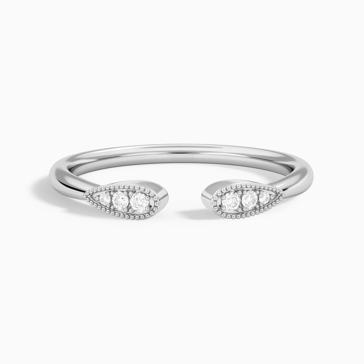 Vintage Inspired Milgrain Diamond Open Ring in Platinum