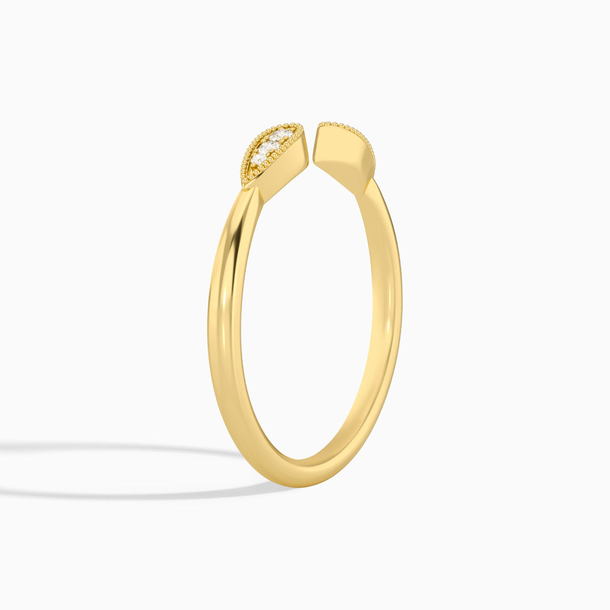 Vintage Inspired Milgrain Diamond Open Ring in 18K Yellow Gold