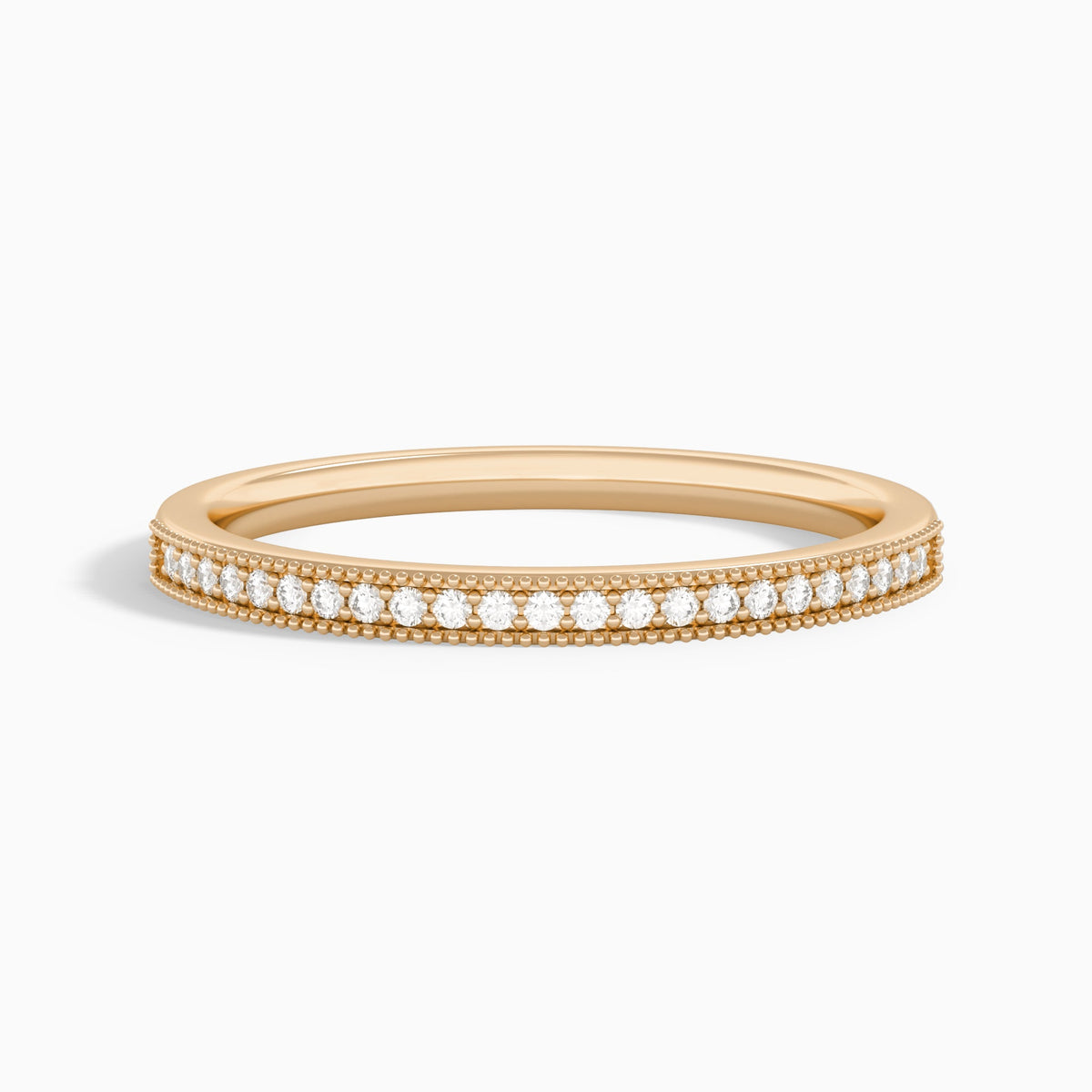 Milgrain Channel Set Diamond Ring in 14K Rose Gold