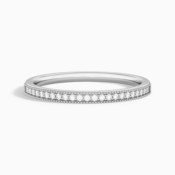 Milgrain Channel Set Diamond Ring in 14K White Gold