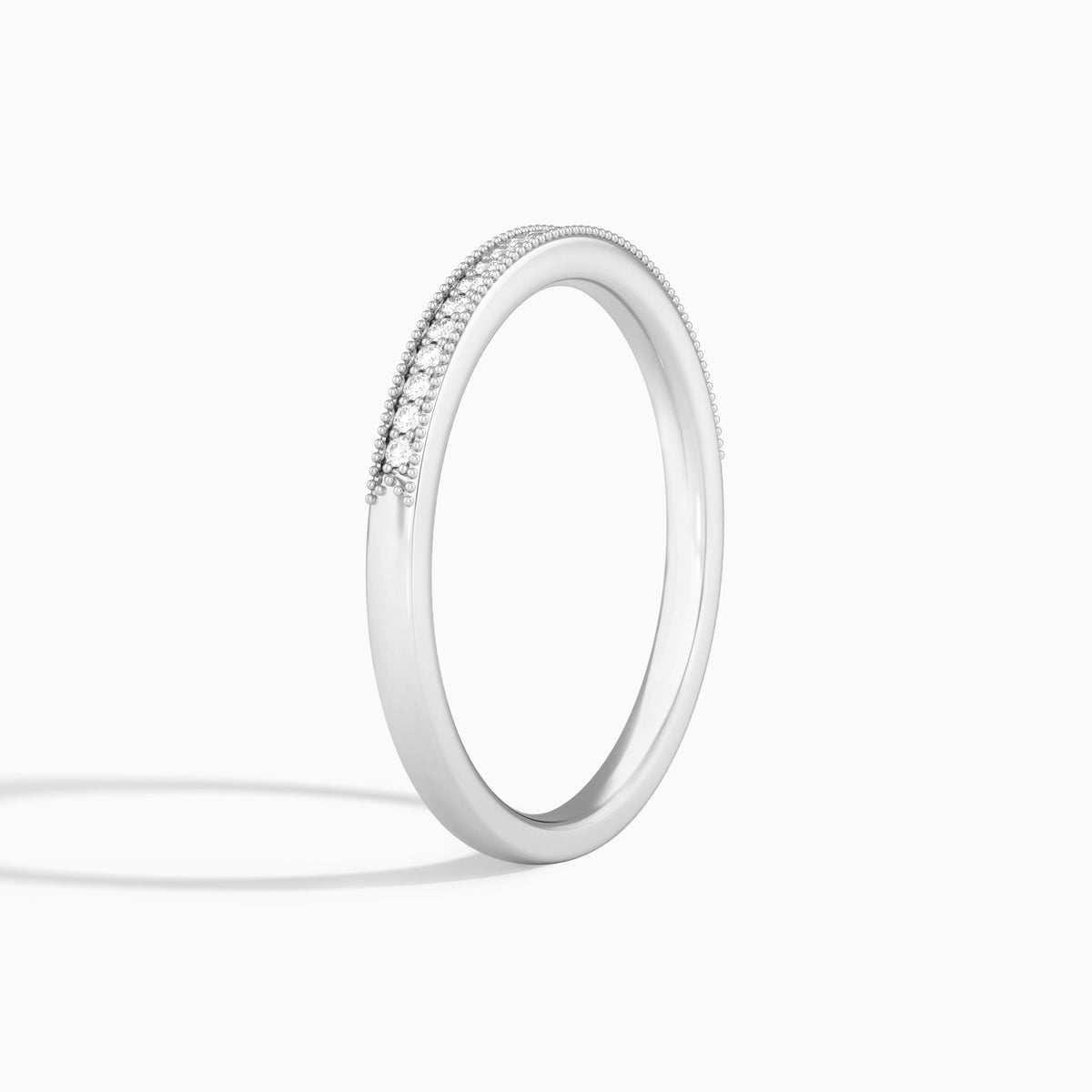 Milgrain Channel Set Diamond Ring in 14K White Gold