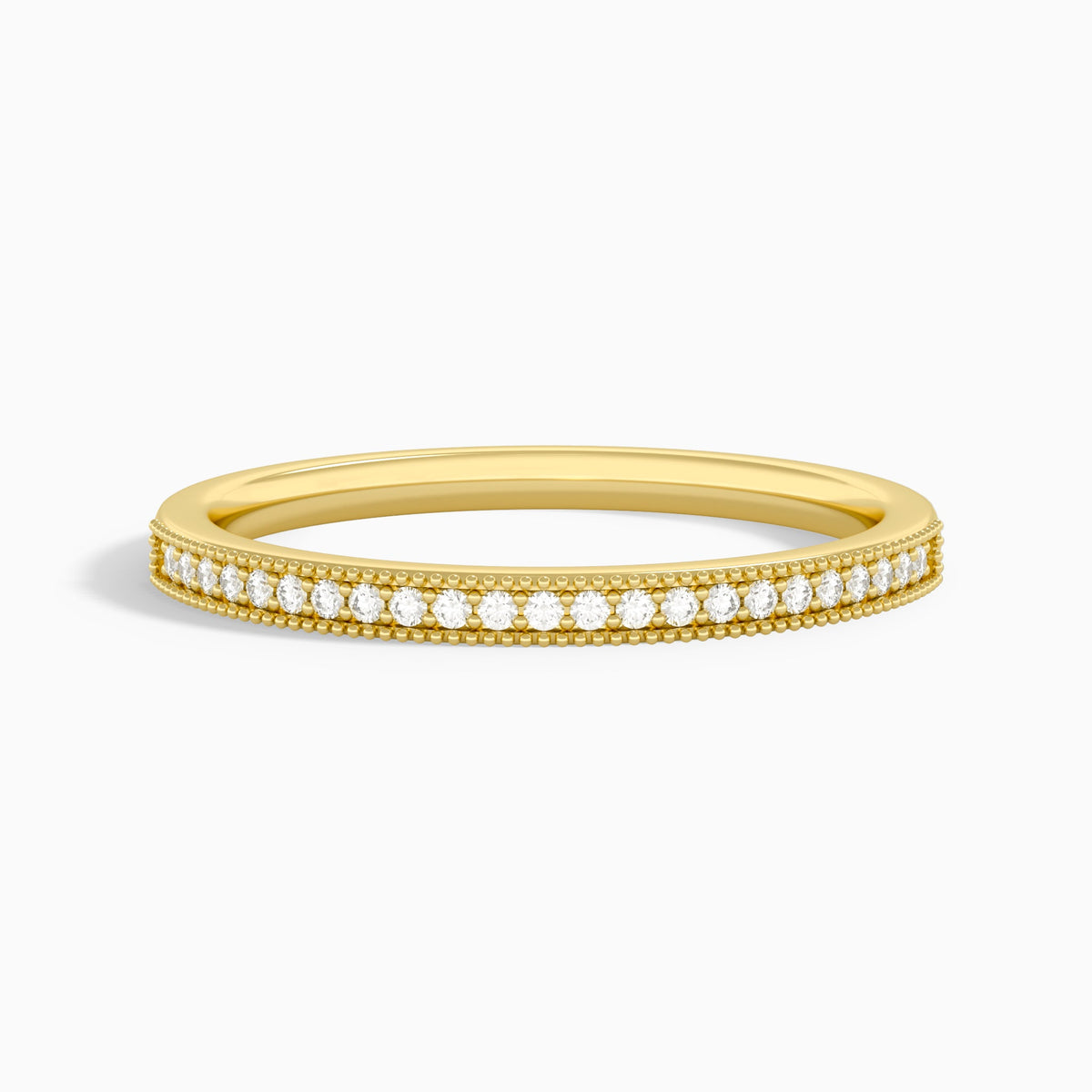 Milgrain Channel Set Diamond Ring in 18K Yellow Gold