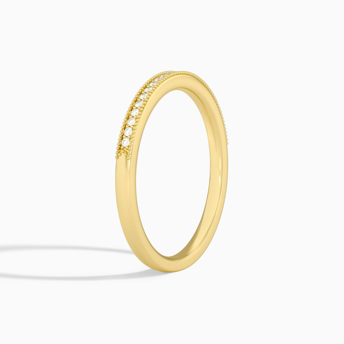 Milgrain Channel Set Diamond Ring in 18K Yellow Gold
