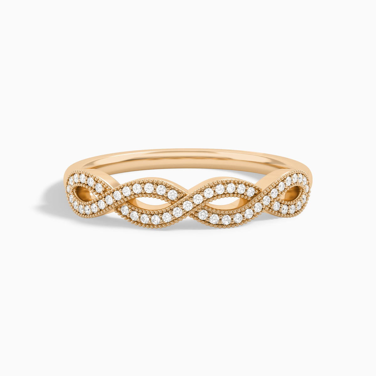Infinito Milgrain Diamond Ring in 14K Rose Gold