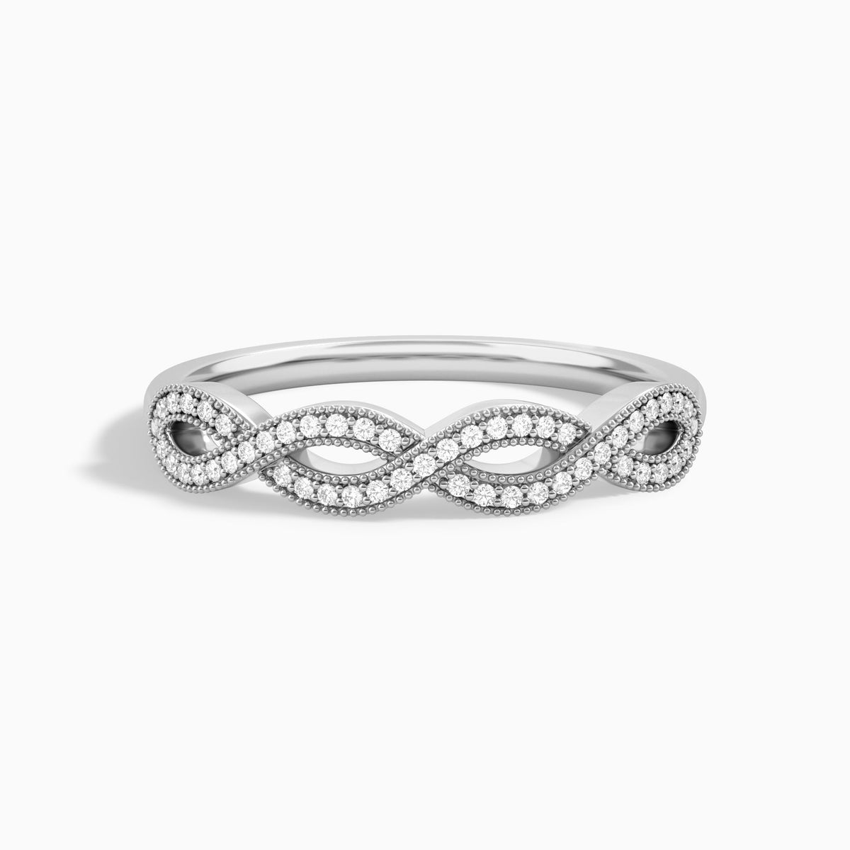 Infinito Milgrain Diamond Ring in 18K White Gold