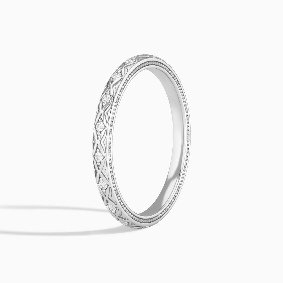 Elara Engraved Diamond Ring in Platinum