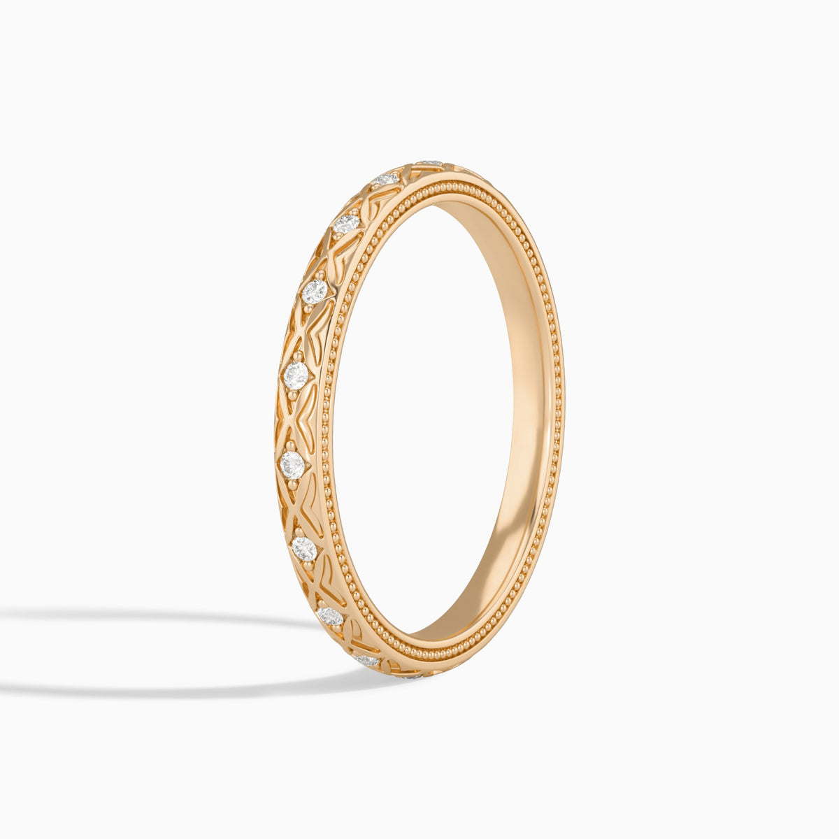 Elara Engraved Diamond Ring in 14K Rose Gold