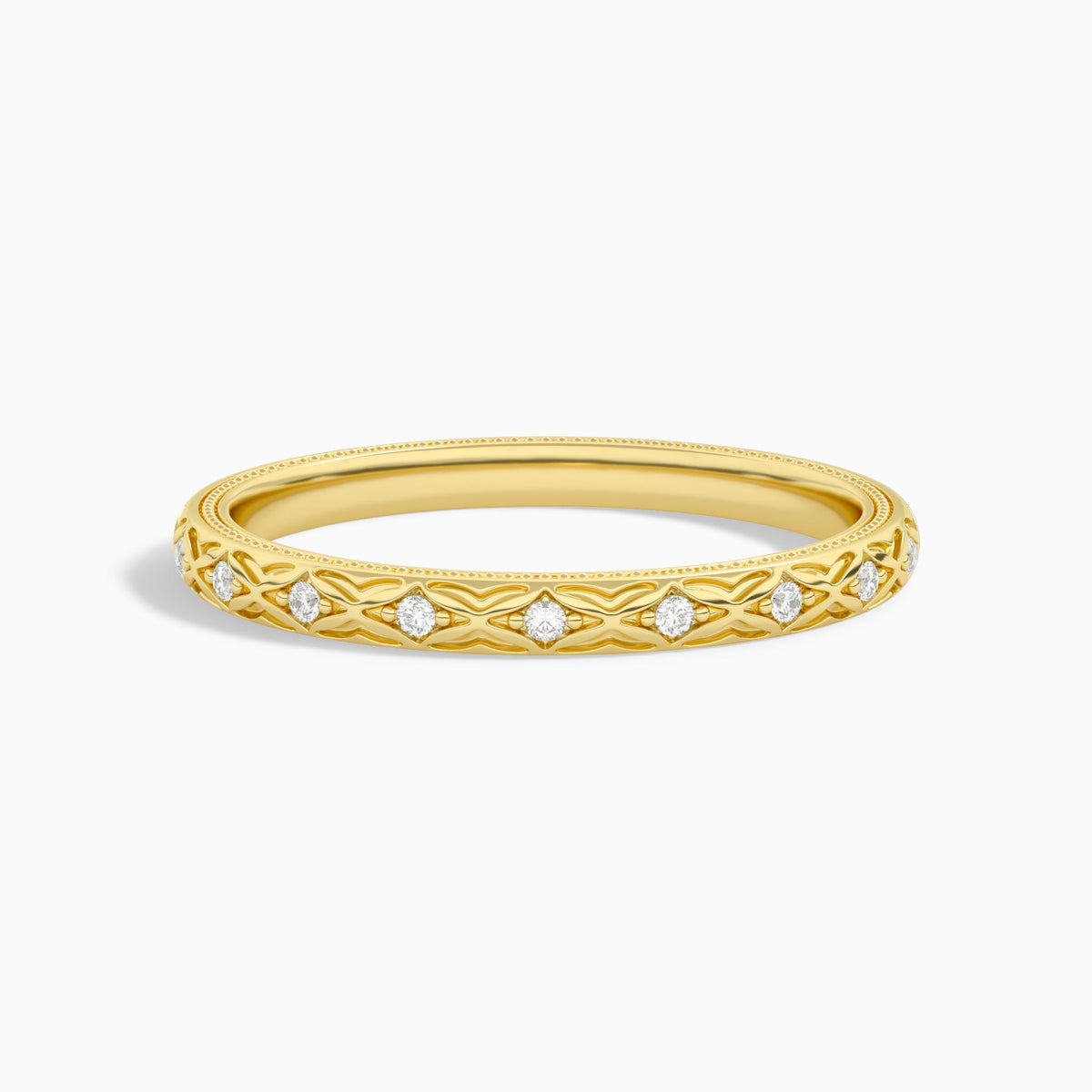 Elara Engraved Diamond Ring in 18K Yellow Gold