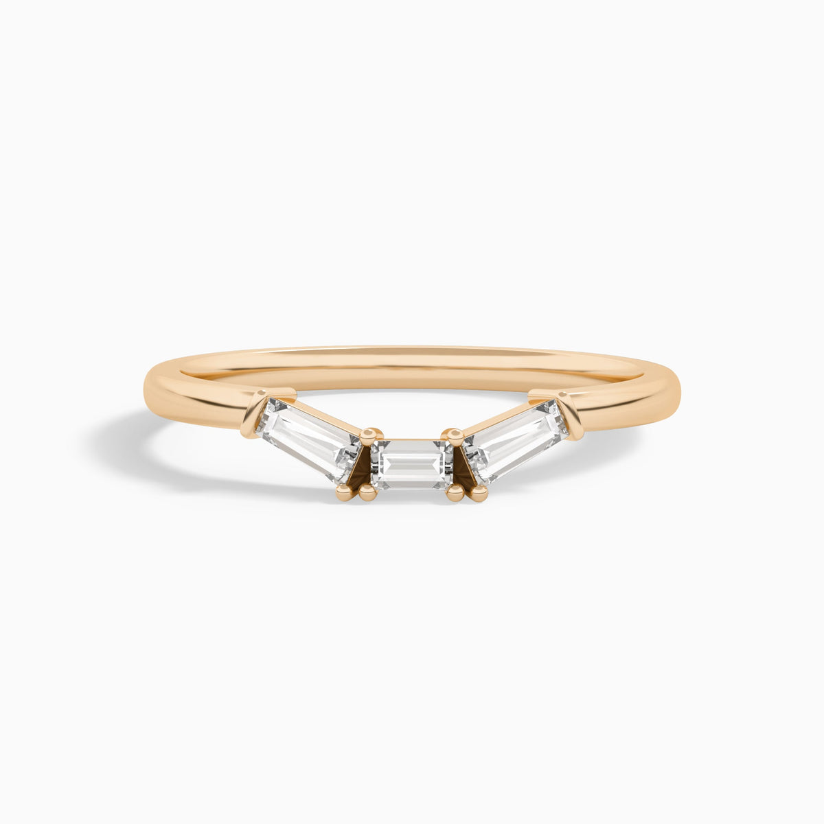 Tapered Baguette Diamond Ring in 14K Rose Gold