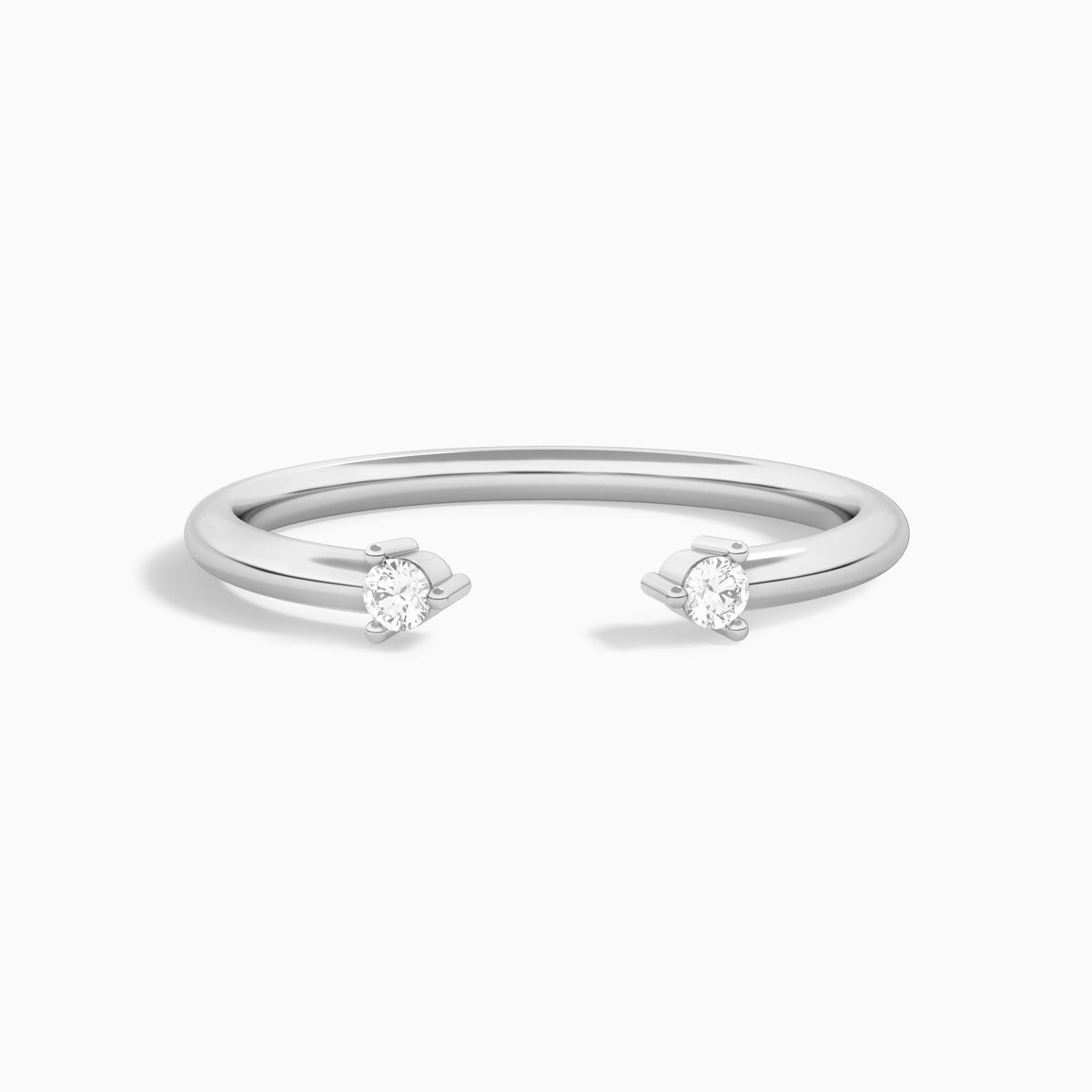 Three Prong Duo Solitaire Diamond Open Ring in Platinum