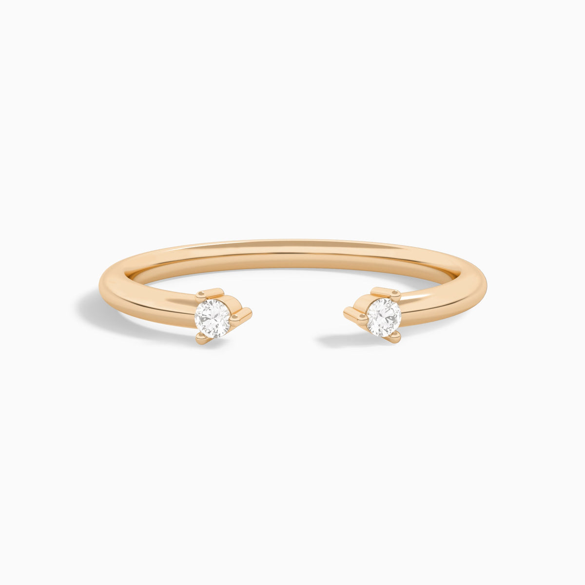 Three Prong Duo Solitaire Diamond Open Ring in 14K Rose Gold