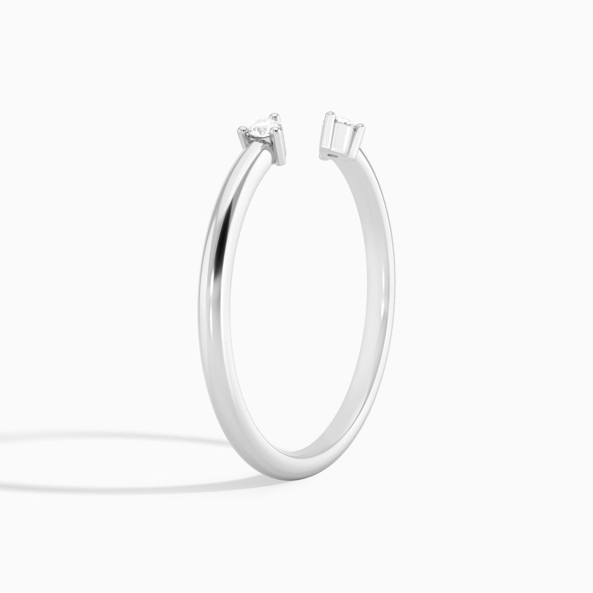 Three Prong Duo Solitaire Diamond Open Ring in 18K White Gold
