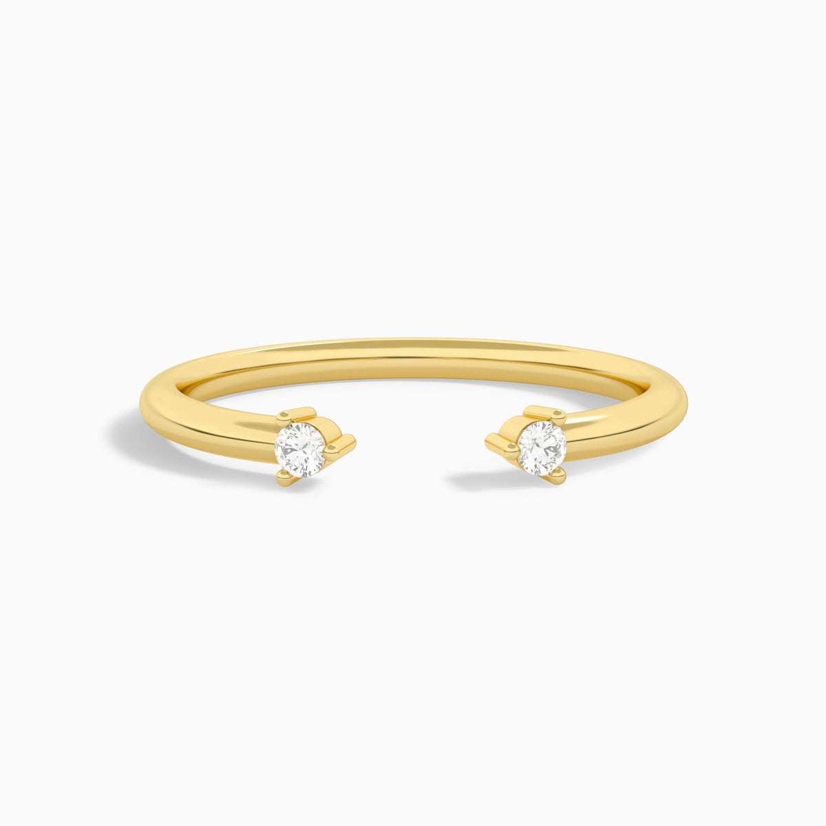 Three Prong Duo Solitaire Diamond Open Ring in 14K Yellow Gold
