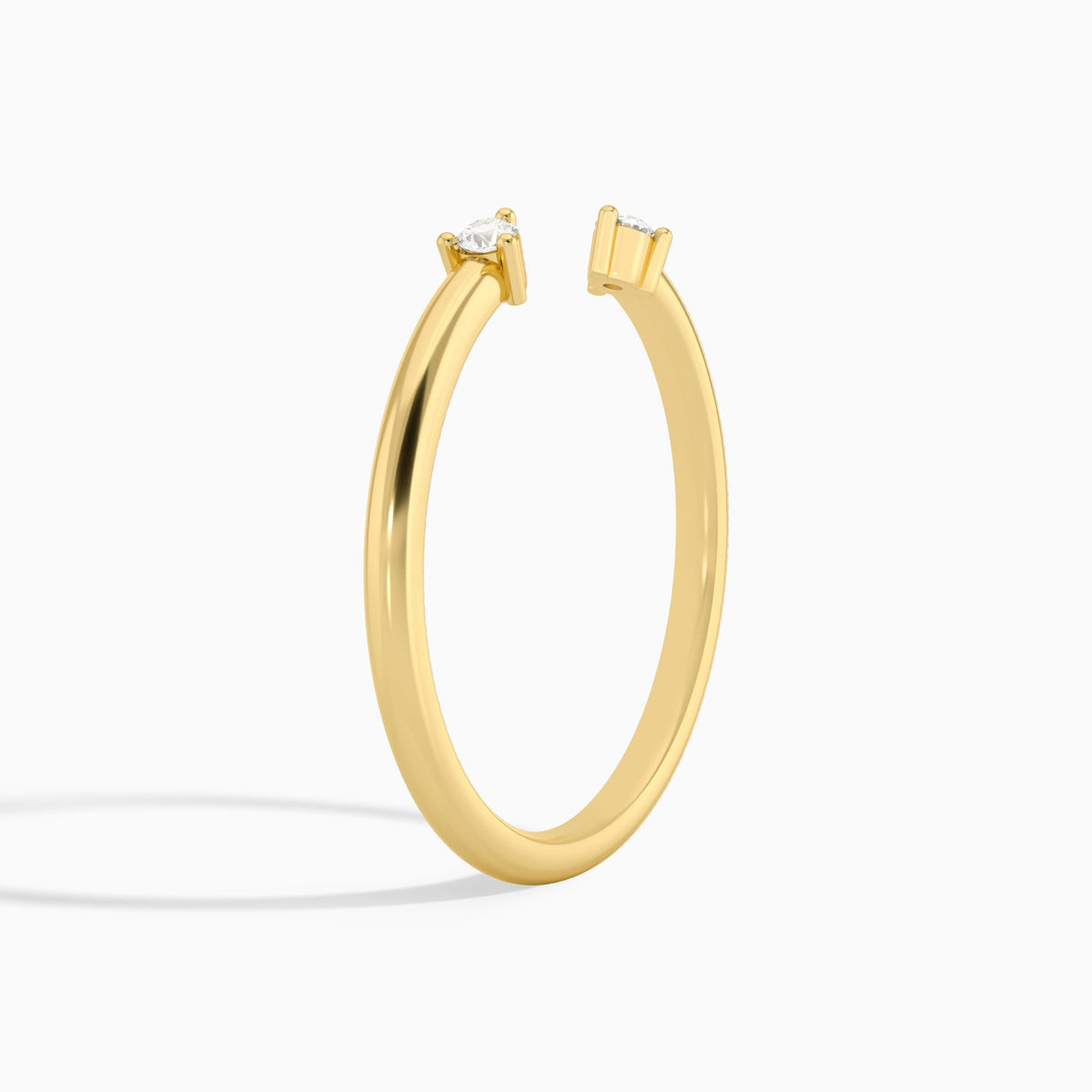 Three Prong Duo Solitaire Diamond Open Ring in 18K Yellow Gold