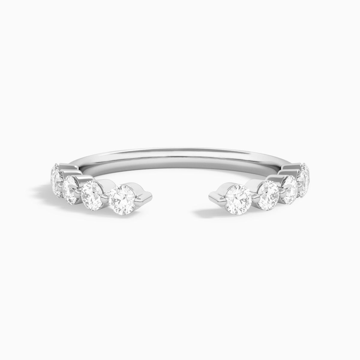Half Coverage Diamond Open Ring in Platinum