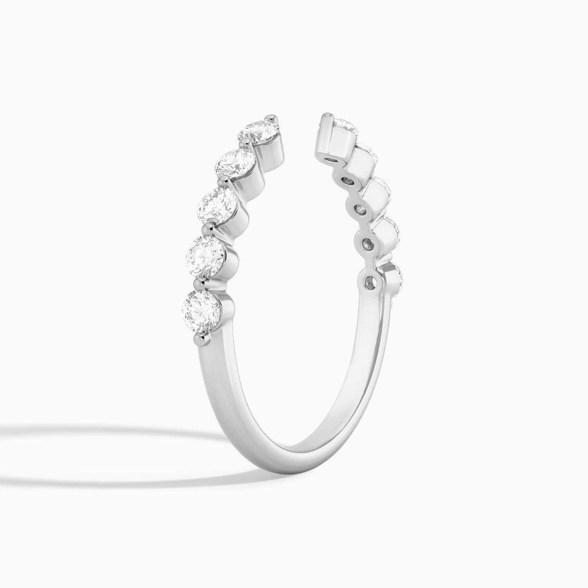 Half Coverage Diamond Open Ring in Platinum
