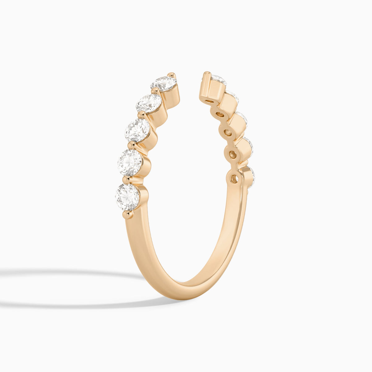 Half Coverage Diamond Open Ring in 14K Rose Gold