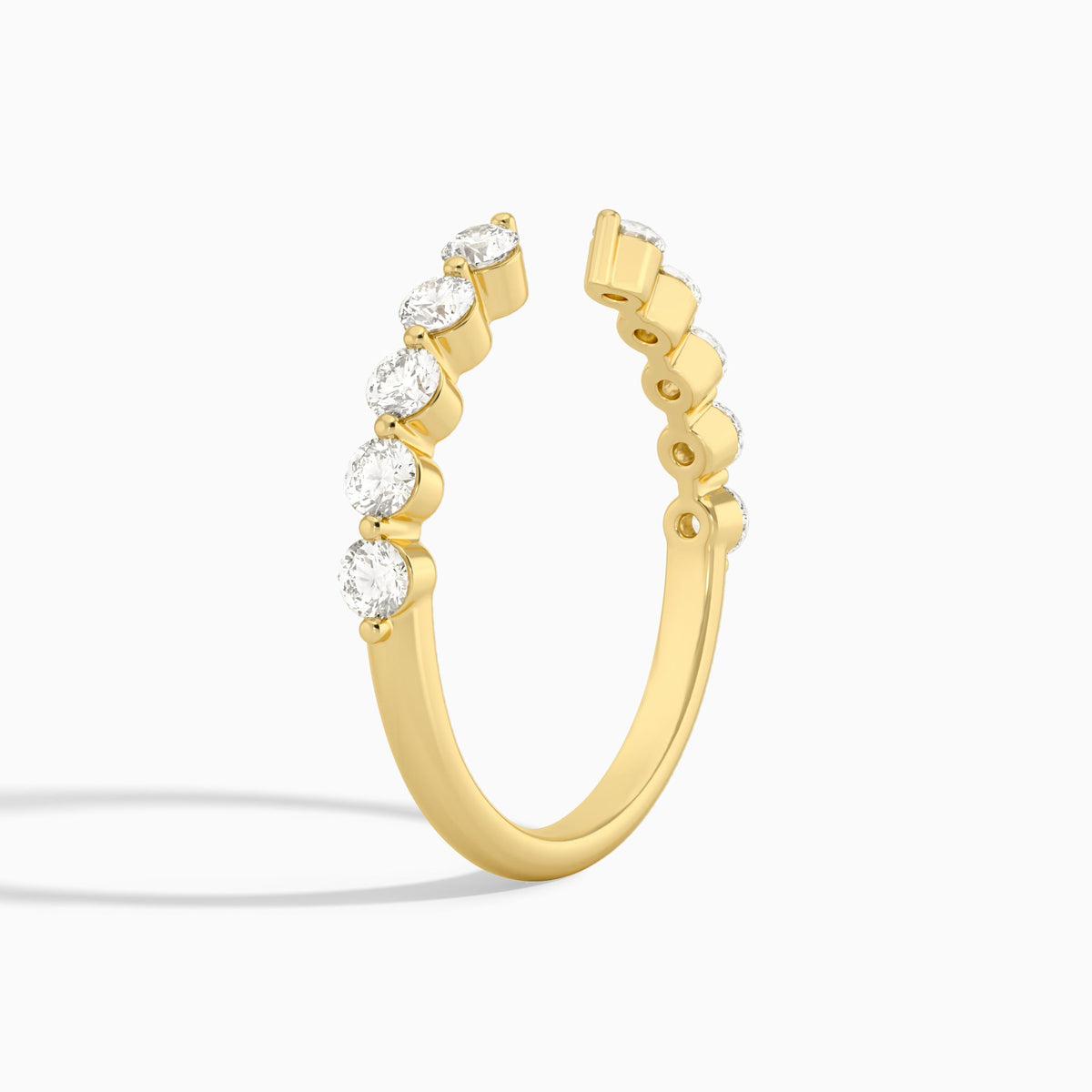 Half Coverage Diamond Open Ring in 14K Yellow Gold
