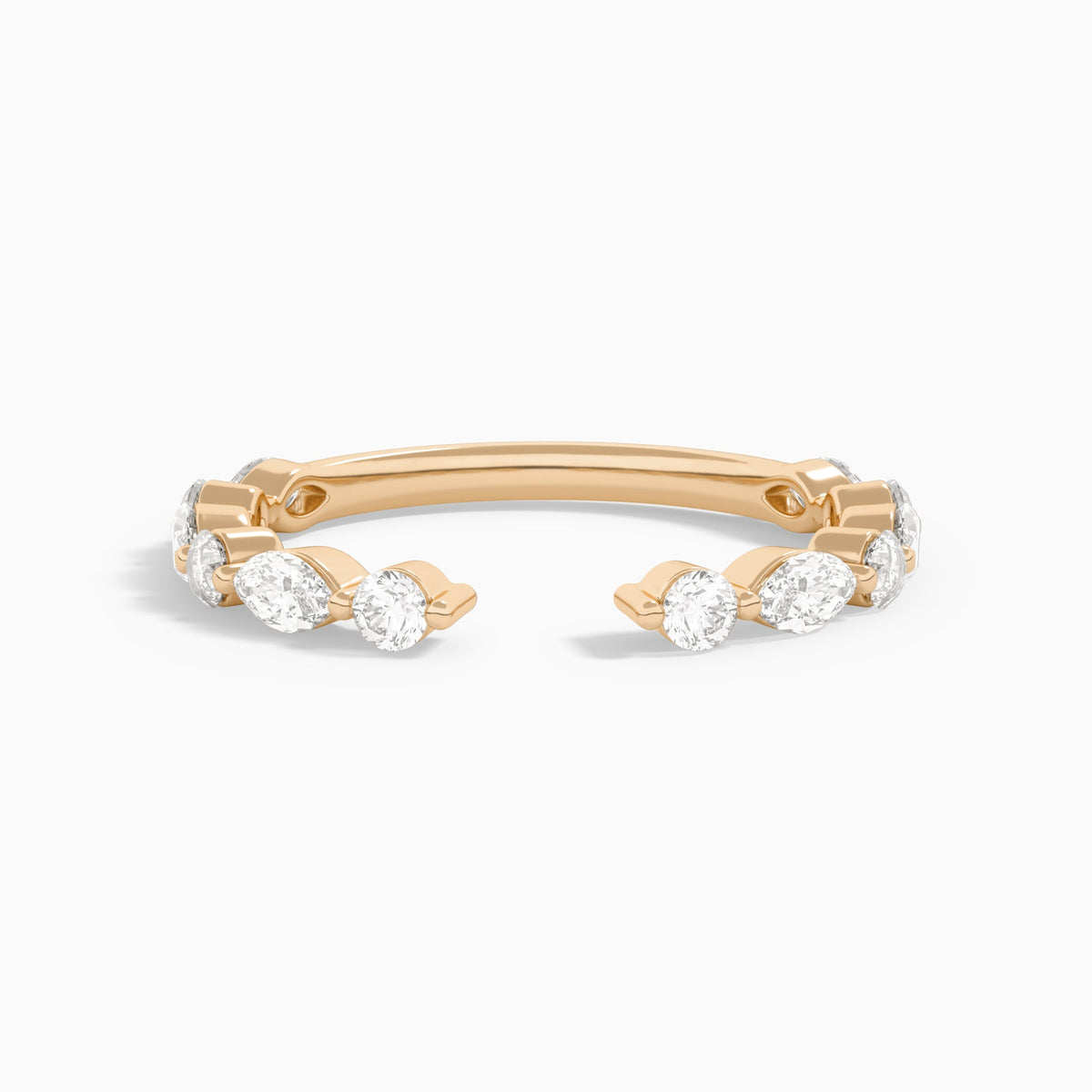Luxe Round and Marquise Diamond Open Ring in 14K Rose Gold