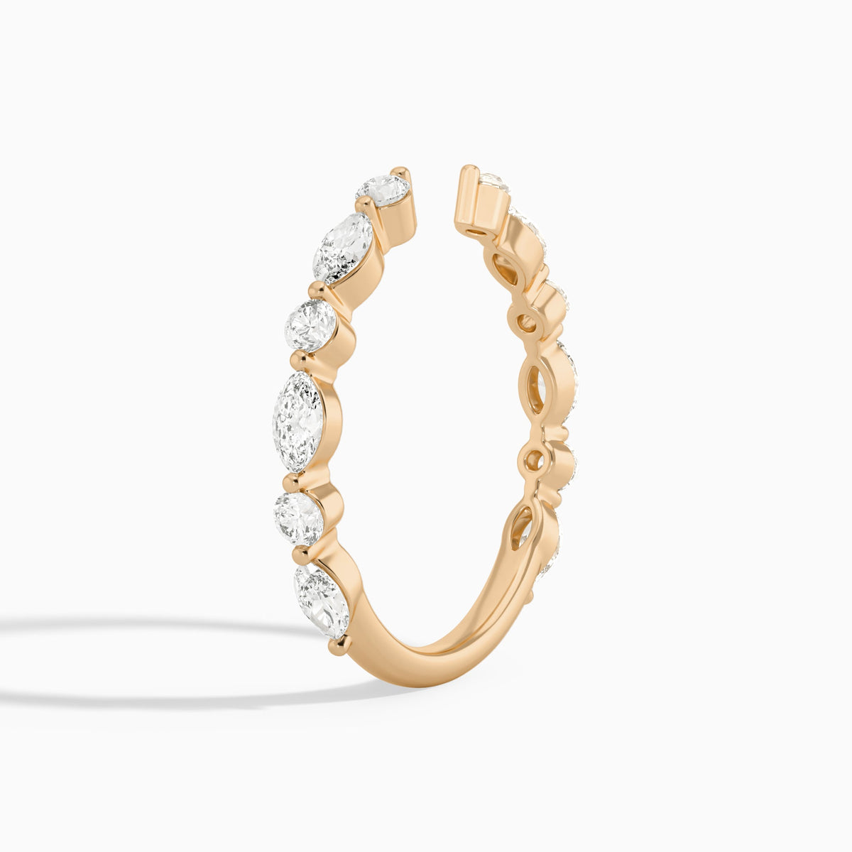Luxe Round and Marquise Diamond Open Ring in 14K Rose Gold