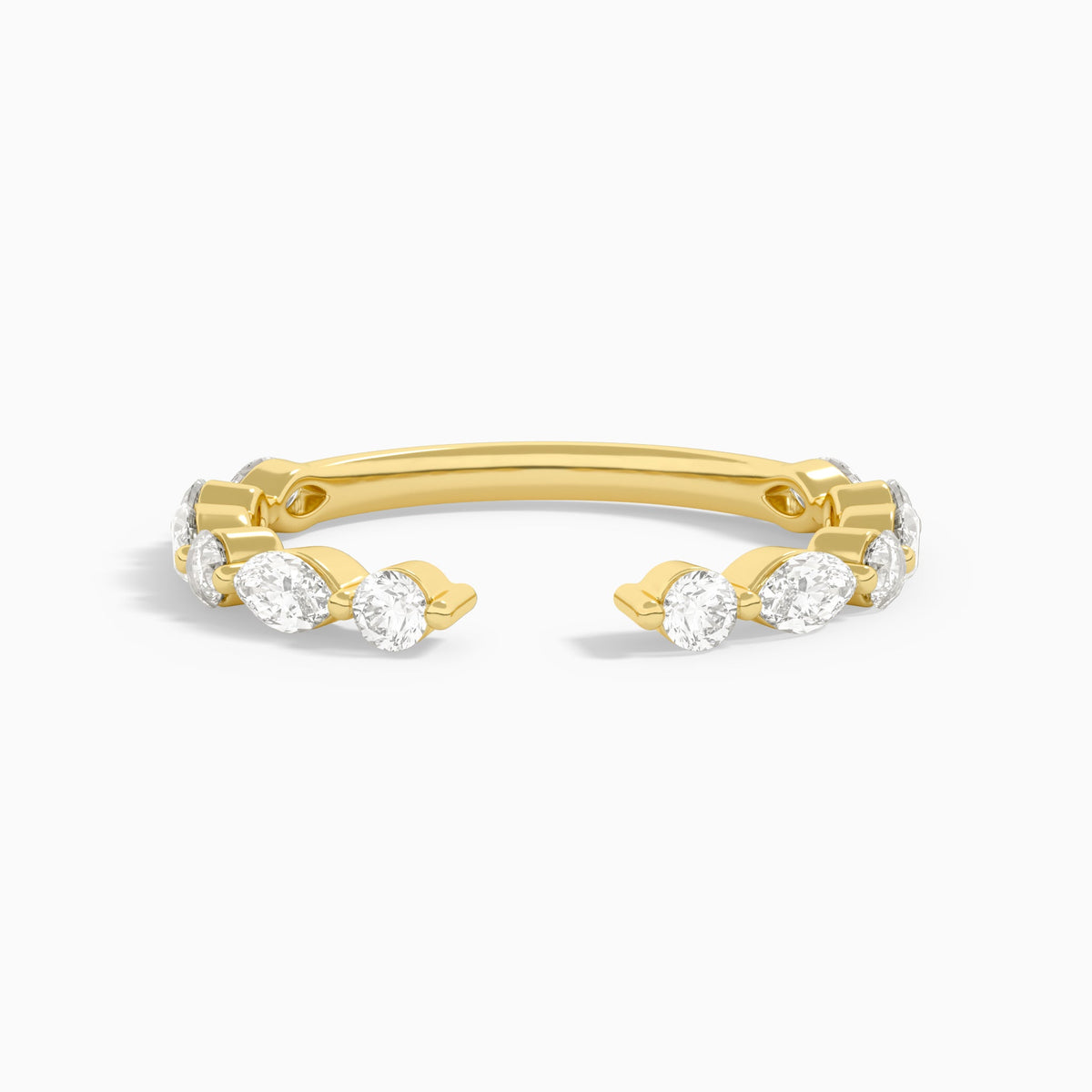Luxe Round and Marquise Diamond Open Ring in 14K Yellow Gold
