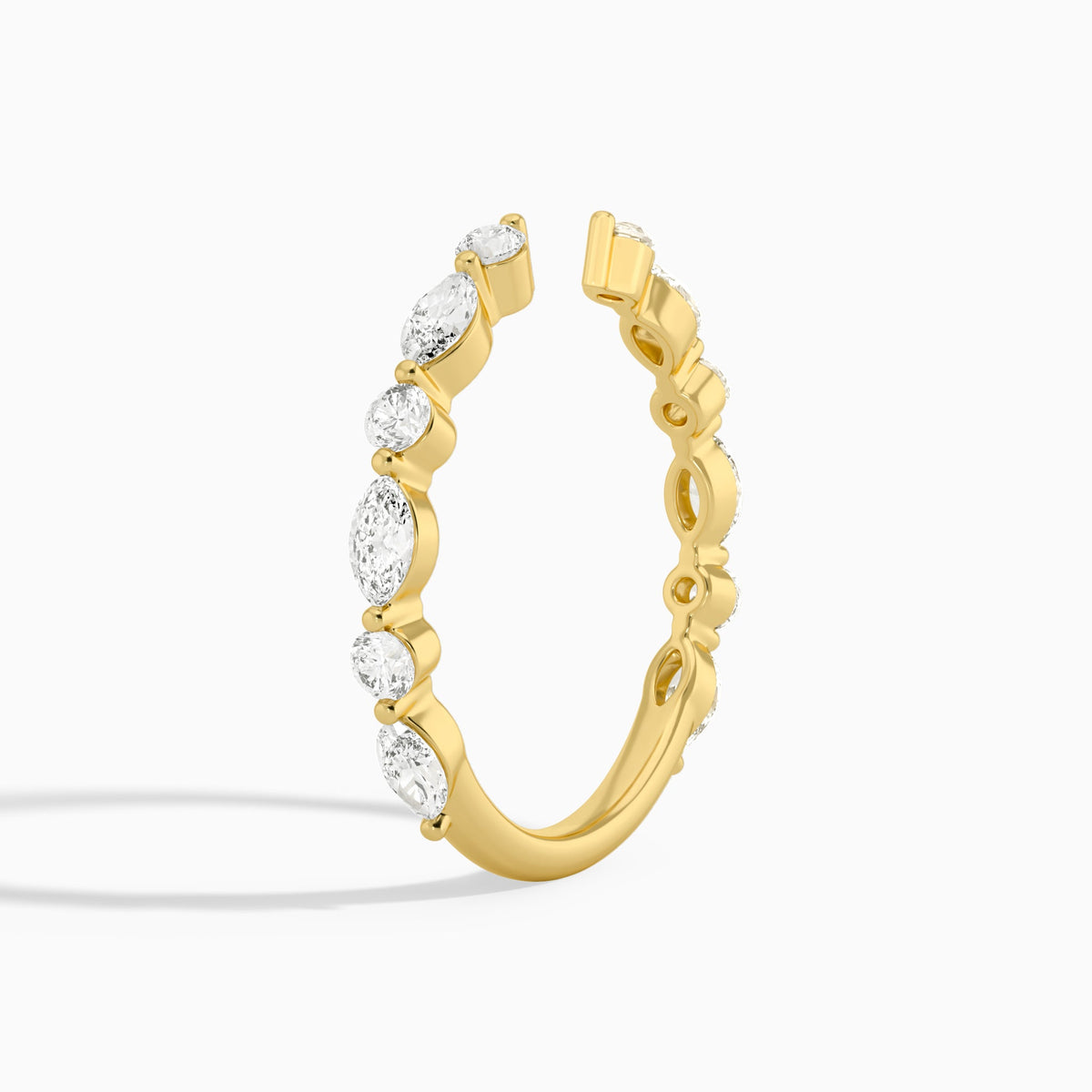 Luxe Round and Marquise Diamond Open Ring in 14K Yellow Gold