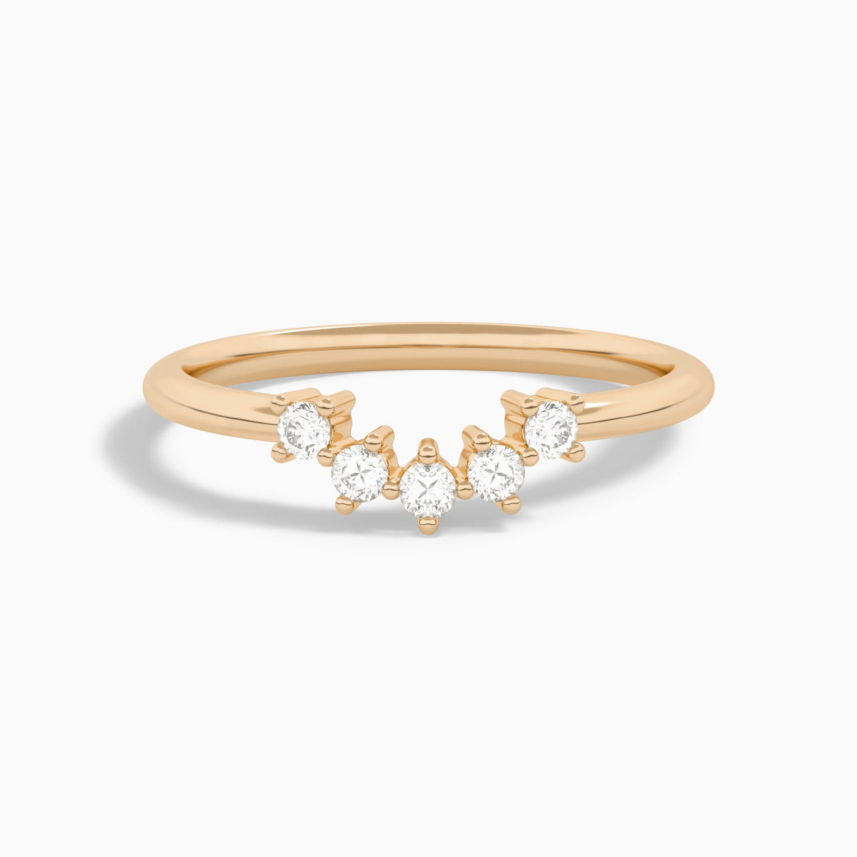 Contoured 5 Stone Diamond Wedding Band in 14K Rose Gold