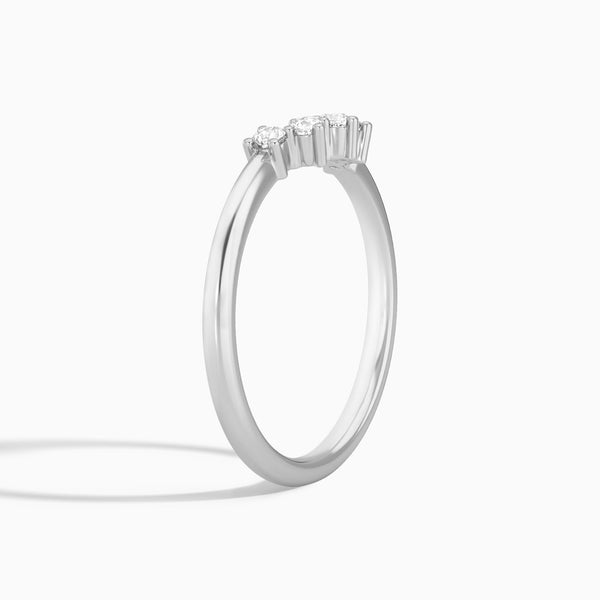 Contoured 5 Stone Diamond Wedding Band in 14K White Gold