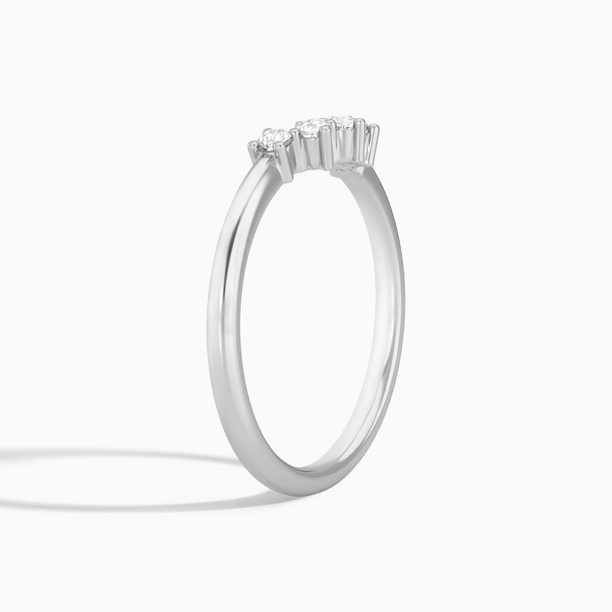 Contoured 5 Stone Diamond Wedding Band in 18K White Gold