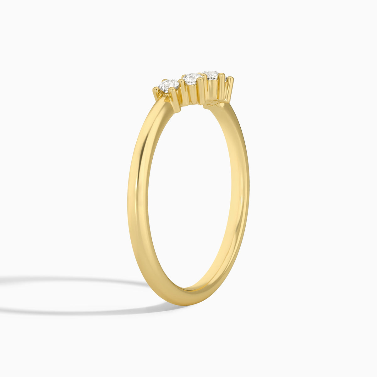 Contoured 5 Stone Diamond Wedding Band in 18K Yellow Gold