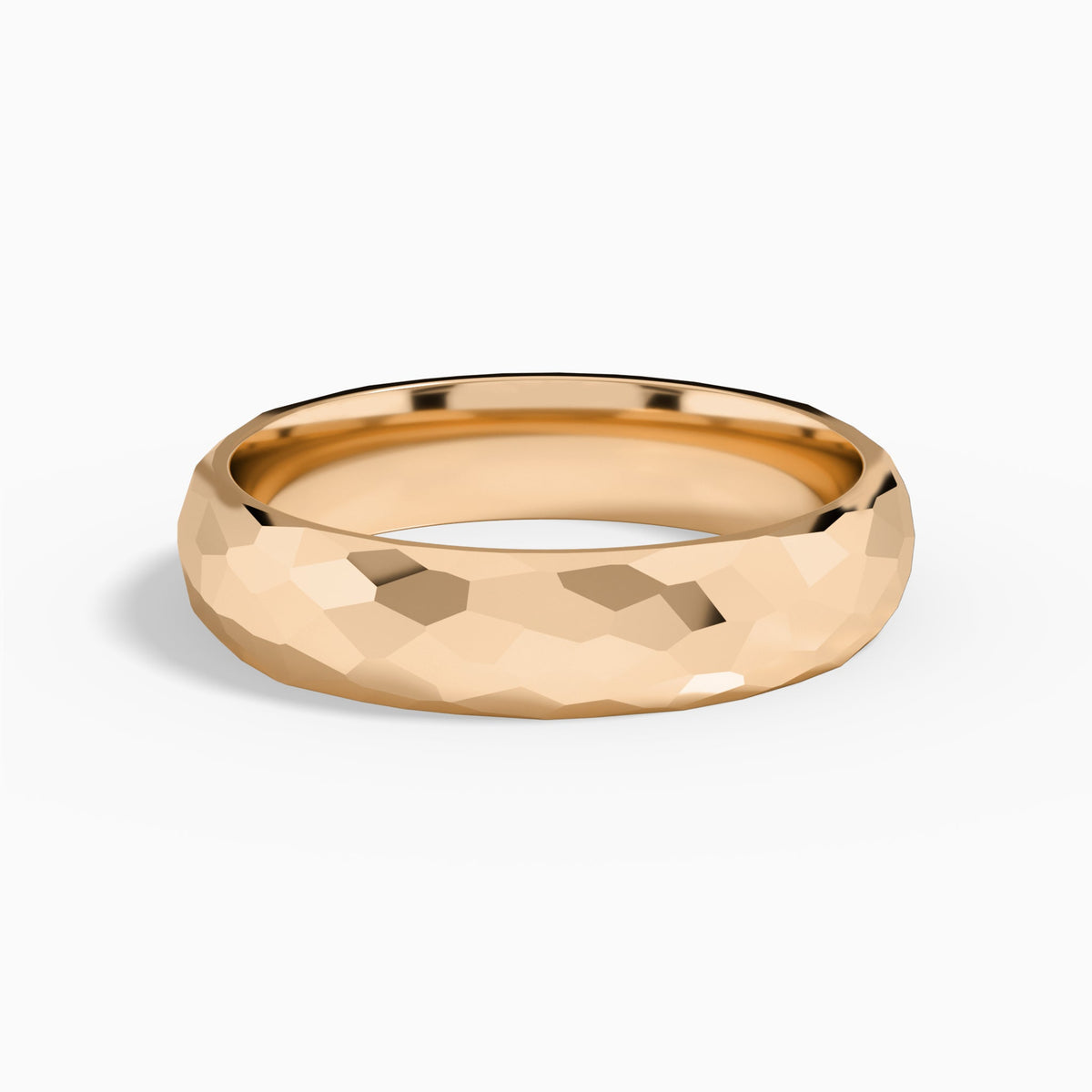 Hammered Comfort Fit Wedding Band in 14K Rose Gold