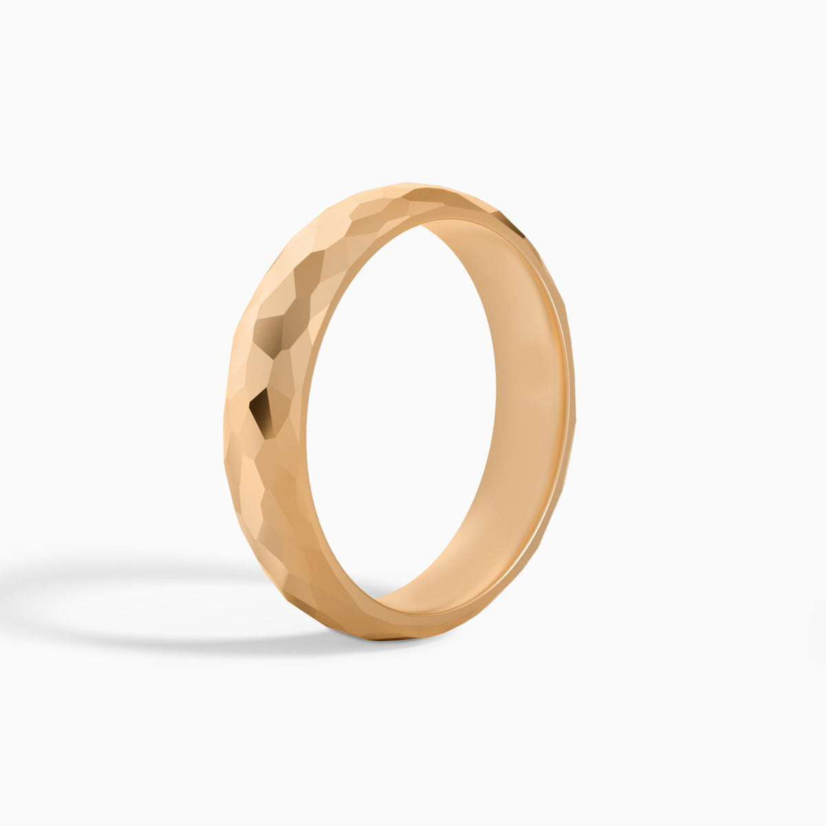 Hammered Comfort Fit Wedding Band in 14K Rose Gold