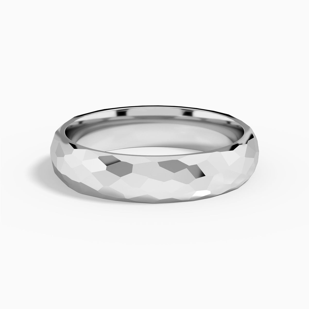 Hammered Comfort Fit Wedding Band in 14K White Gold