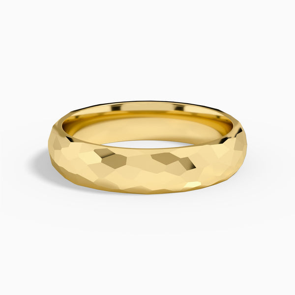 Hammered Comfort Fit Wedding Band in 18K Yellow Gold
