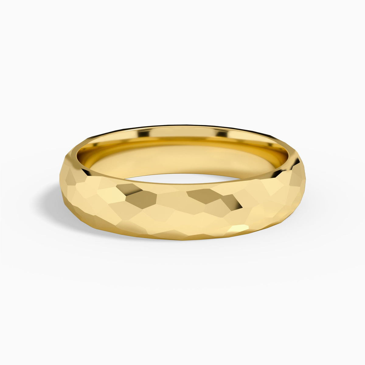Hammered Comfort Fit Wedding Band in 14K Yellow Gold