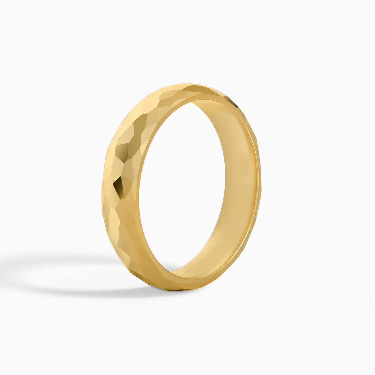 Hammered Comfort Fit Wedding Band in 18K Yellow Gold