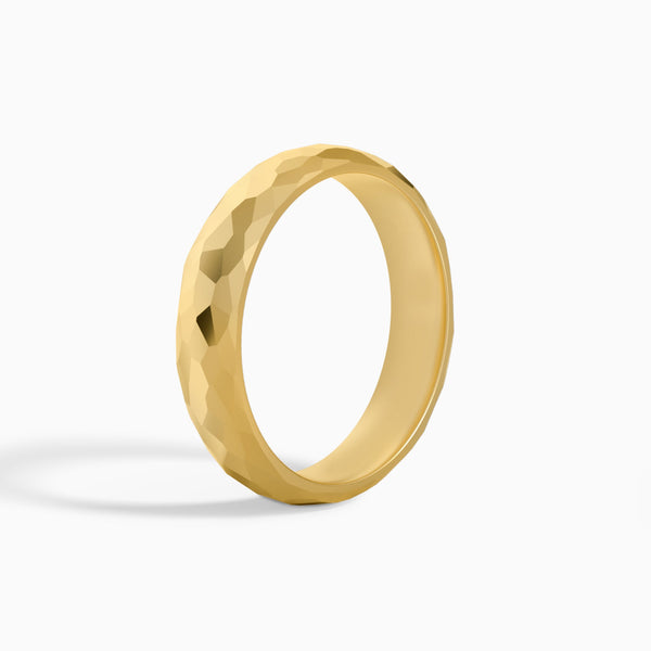 Hammered Comfort Fit Wedding Band in 18K Yellow Gold