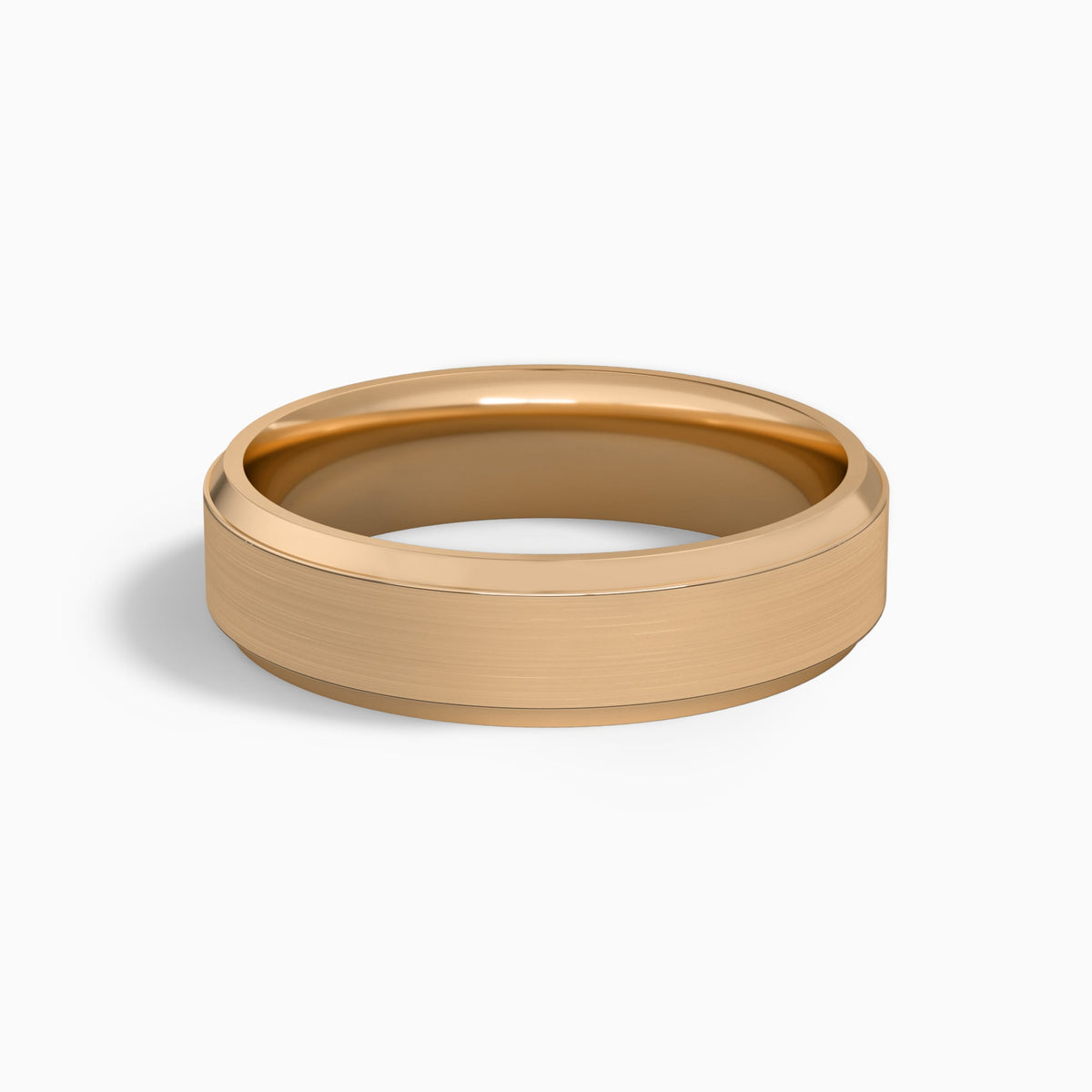 Brushed Beveled Edge Wedding Band in 14K Rose Gold