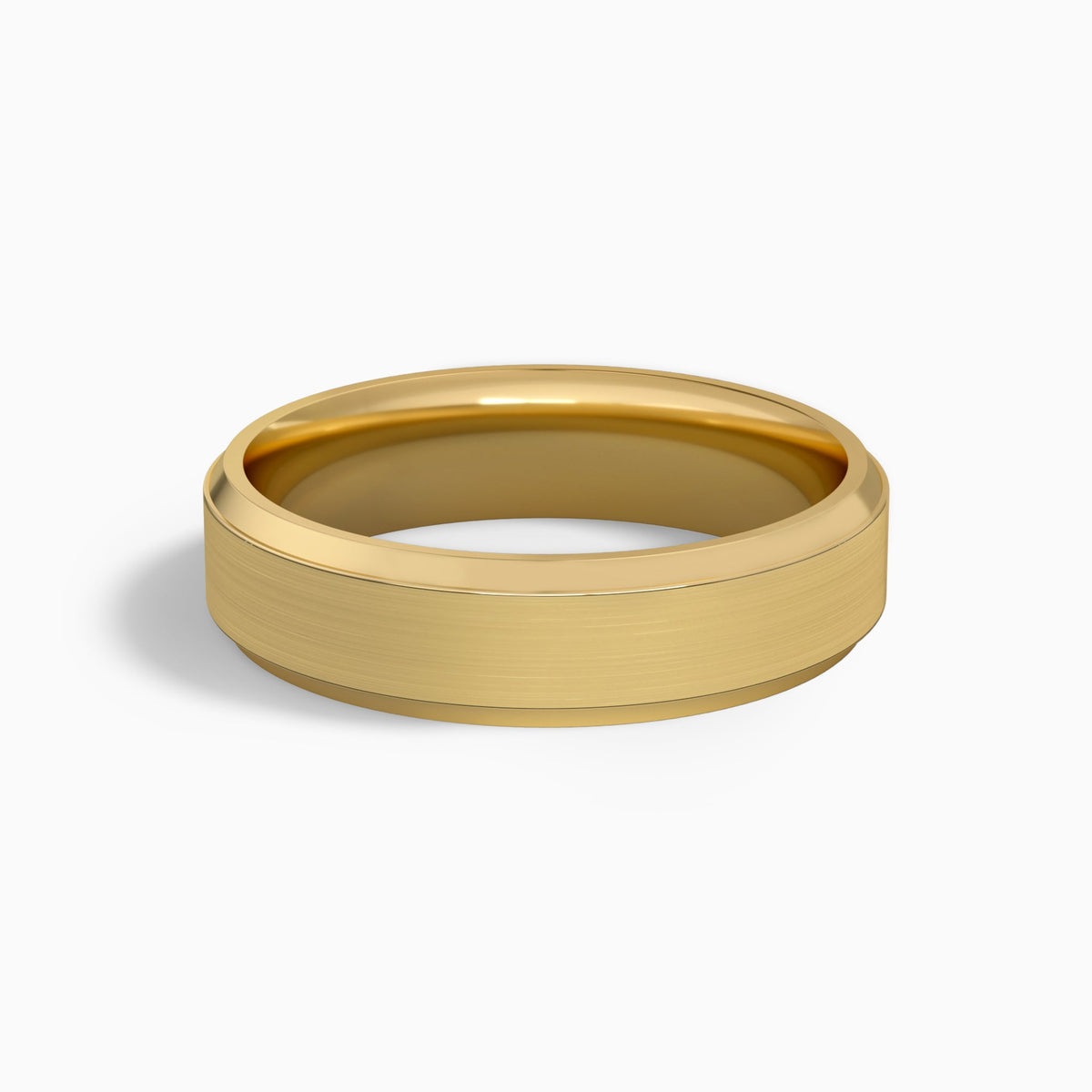 Brushed Beveled Edge Wedding Band in 14K Yellow Gold