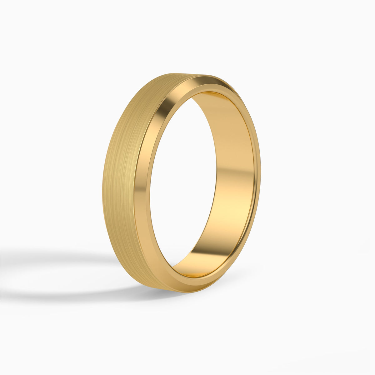Brushed Beveled Edge Wedding Band in 18K Yellow Gold