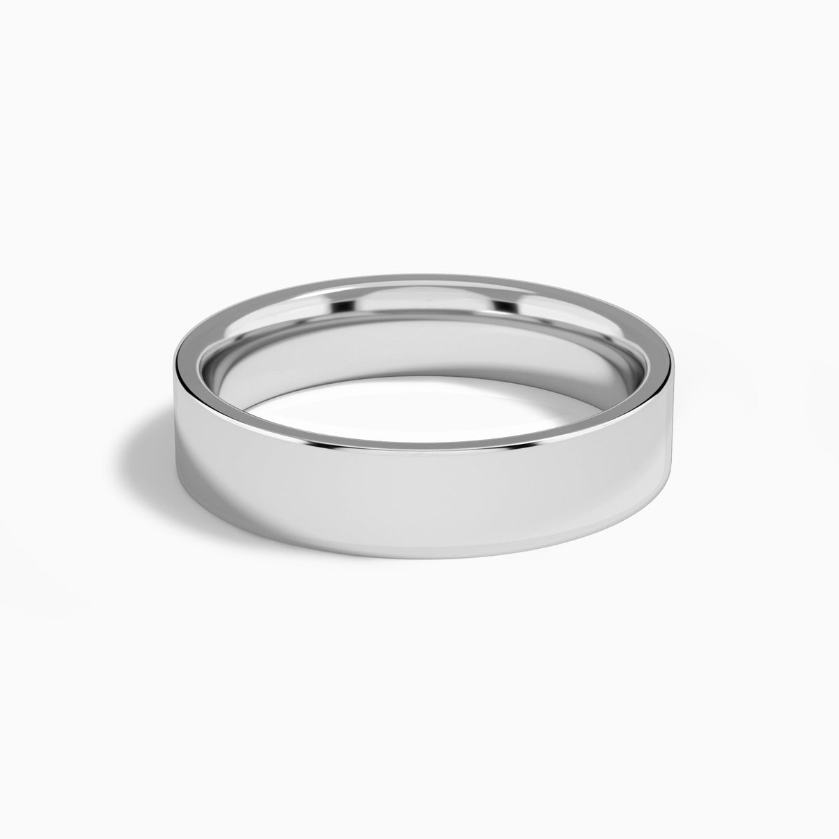 Traditional Flat Wedding Band in 18K White Gold