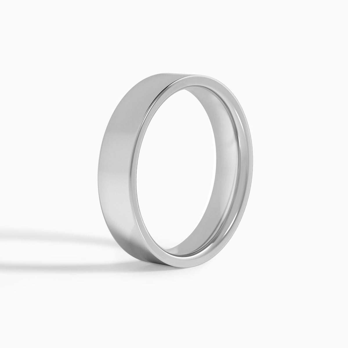 Traditional Flat Wedding Band in 18K White Gold