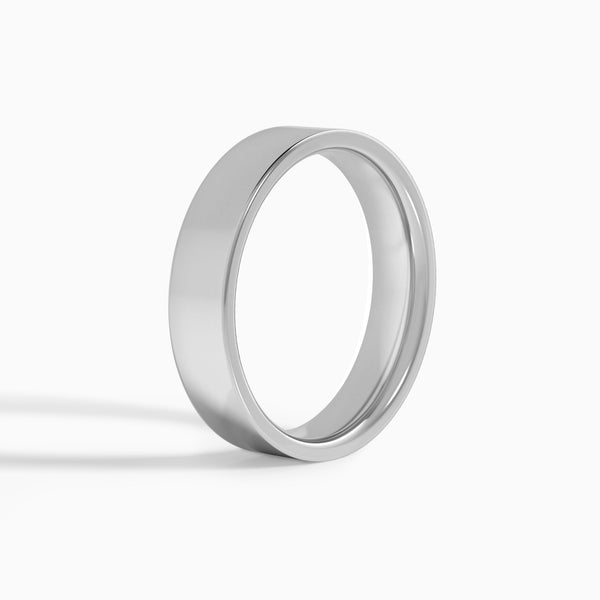Traditional Flat Wedding Band in 18K White Gold