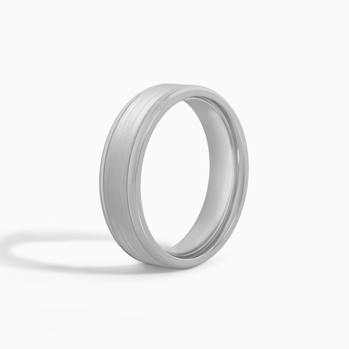 Brushed Flat Wedding Band in 18K White Gold