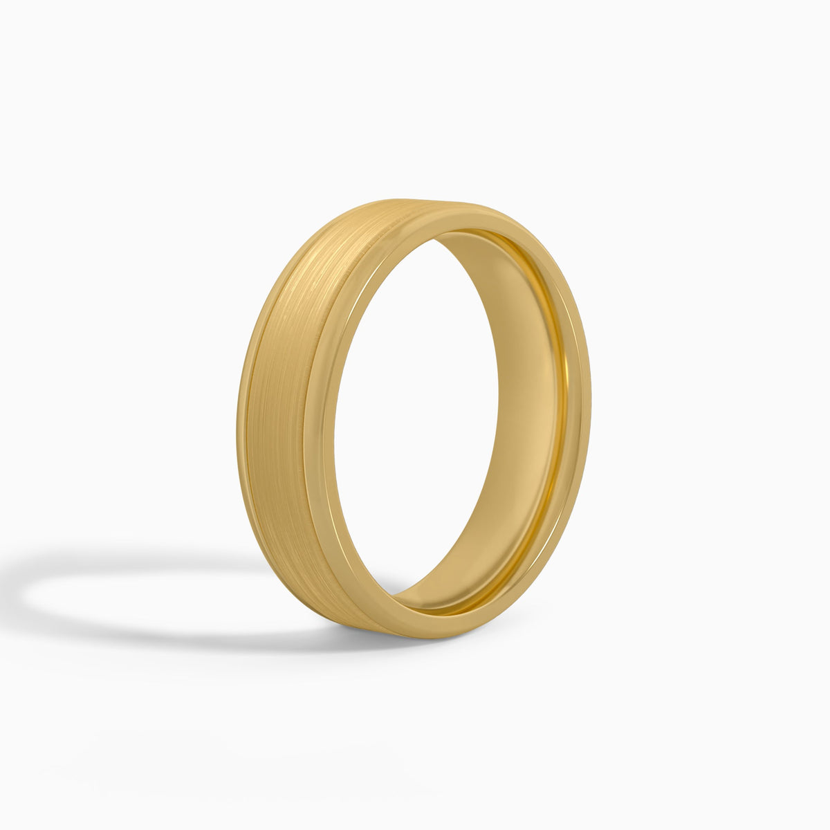 Brushed Flat Wedding Band in 18K Yellow Gold