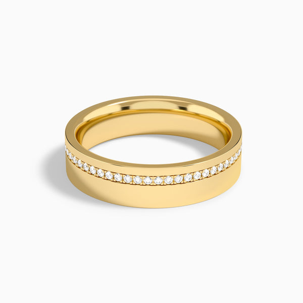 Channel Set Flat Edge Eternity Diamond Wedding Band in 14K Yellow Gold