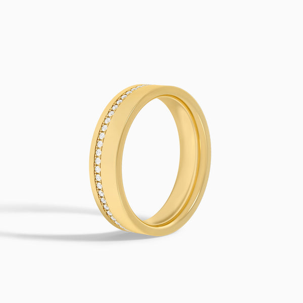Channel Set Flat Edge Eternity Diamond Wedding Band in 14K Yellow Gold