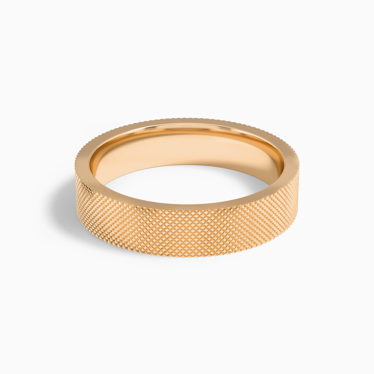 Knurled Flat Edge Wedding Band in 14K Rose Gold