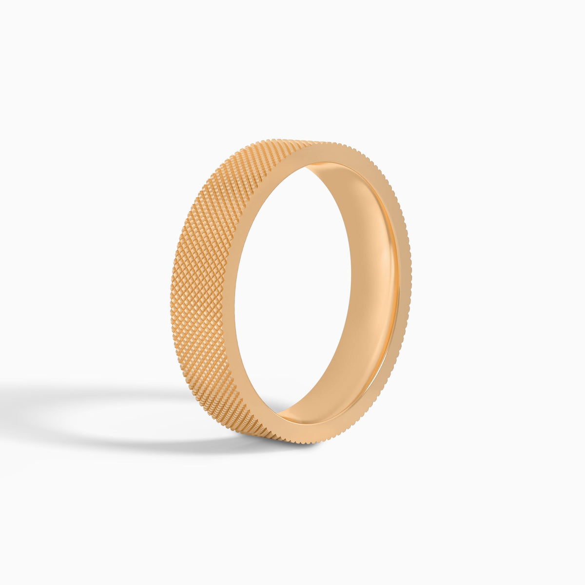 Knurled Flat Edge Wedding Band in 14K Rose Gold
